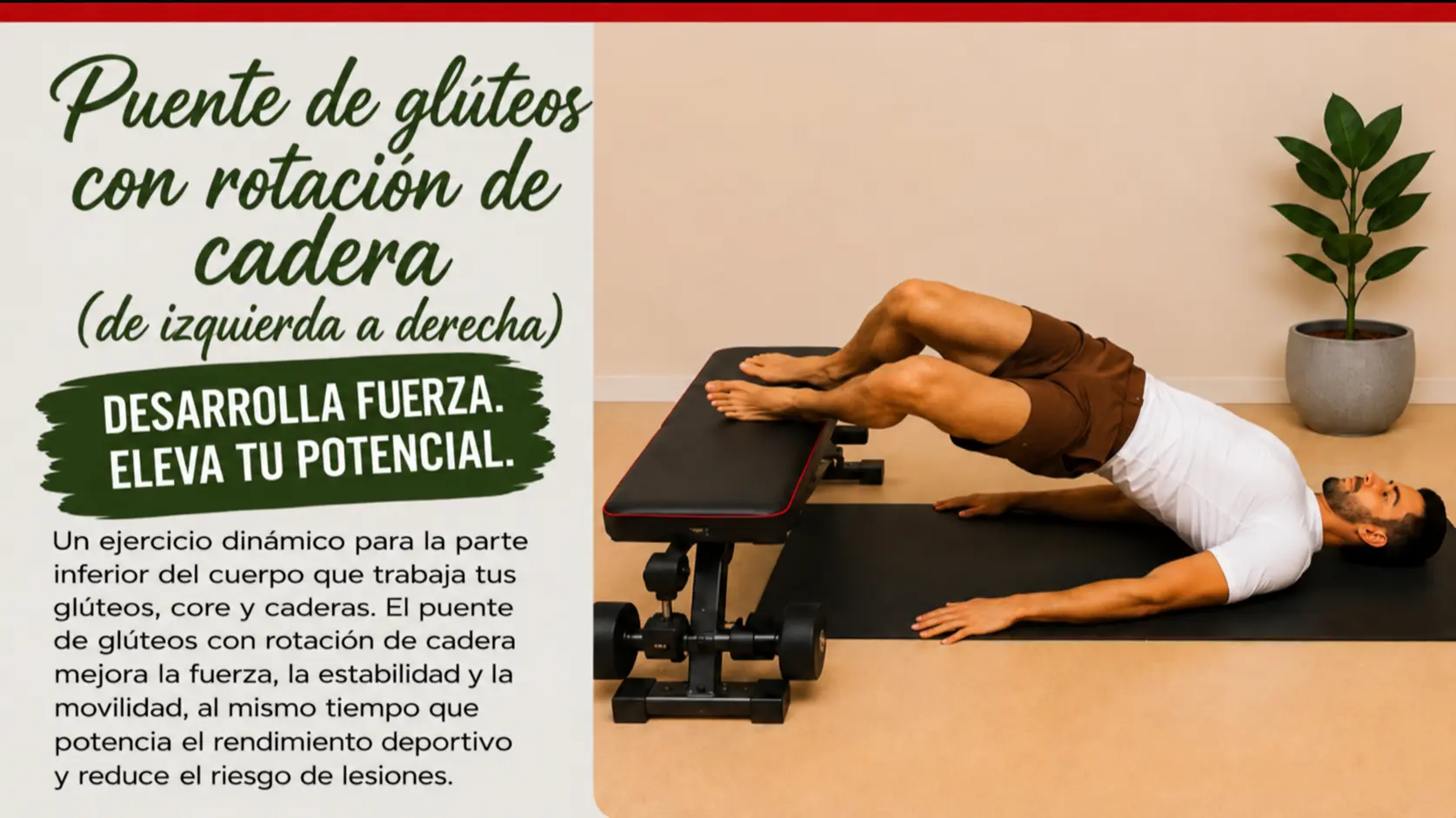 PUENTE DE GLÚTEOS CON ROTACIÓN DE CADERA