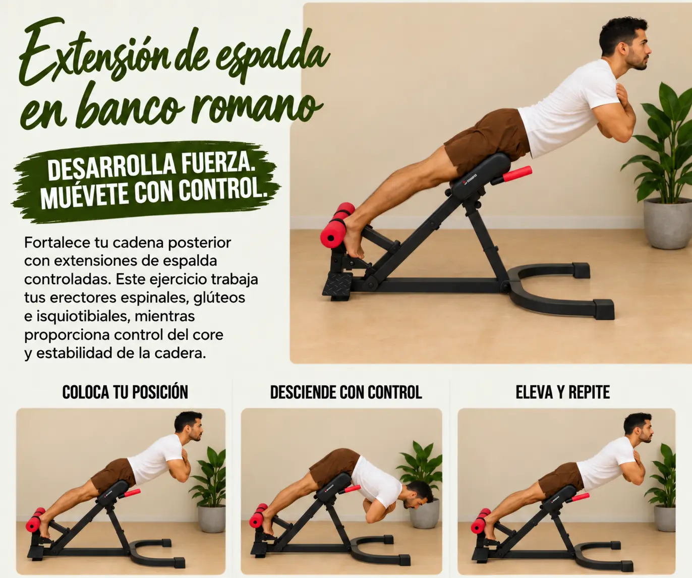 EXTENSIÓN DE ESPALDA EN BANCO ROMANO